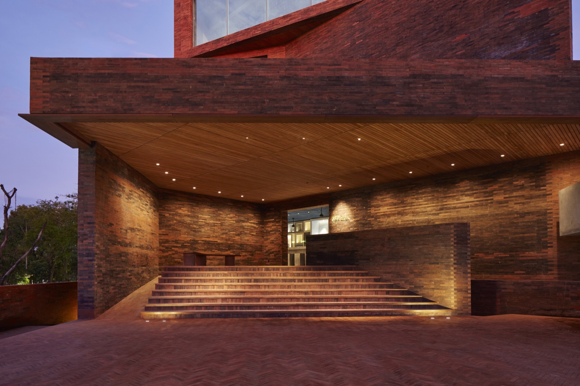 Handmade brick walls and planted courtyard of a Bali hotel